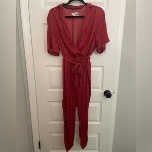 Urban Outfitters Red Printed Jumpsuit
